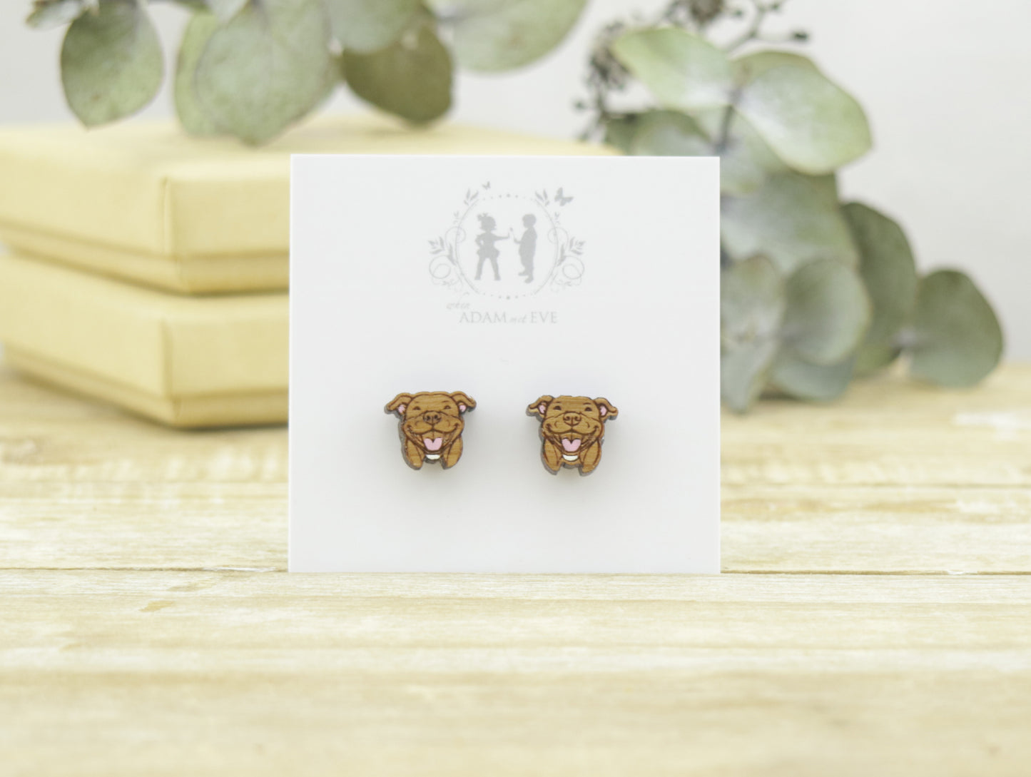 Staffordshire Terrier Brown Earrings