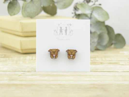 Staffordshire Terrier Brown Earrings