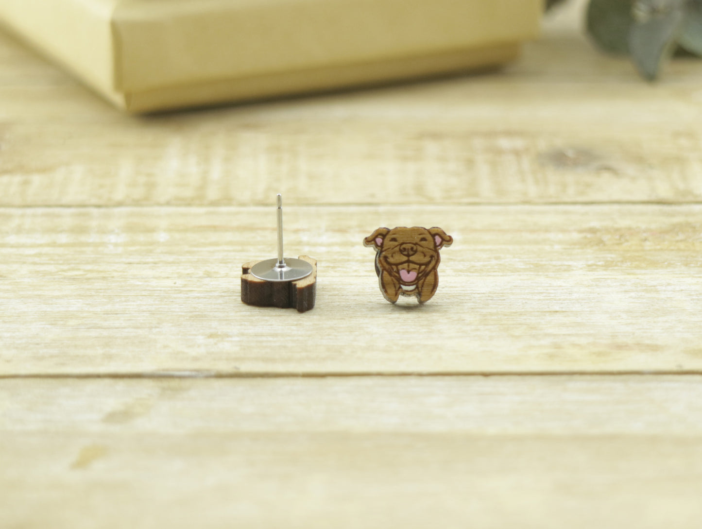 Staffordshire Terrier Brown Earrings