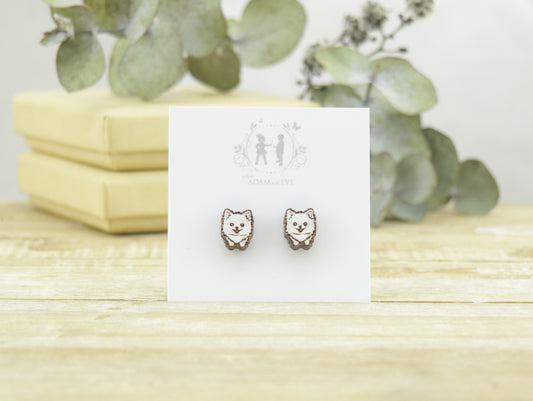 White Dog Head Earrings